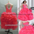 Free shipping 2013 hot V-neckline beaded ruffled halter tiered custom-made ball gown pink pageant flower girl dress CWFaf4529